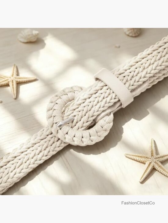 Woven Rattan Skinny Belt for Dresses Jeans, Adjustable Boho Braided Belt main image 6